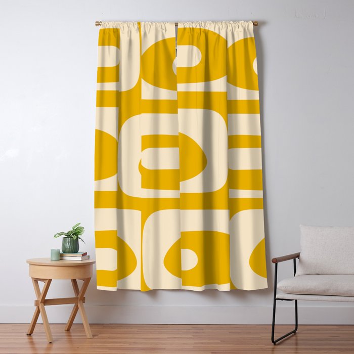Mid Century Modern Abstract Retro Piquet Minimalist Pattern in Warm Mustard Yellow Window Curtain Gallery Image 5
