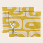 Mid Century Modern Abstract Retro Piquet Minimalist Pattern in Warm Mustard Yellow Placemat Gallery Image 1