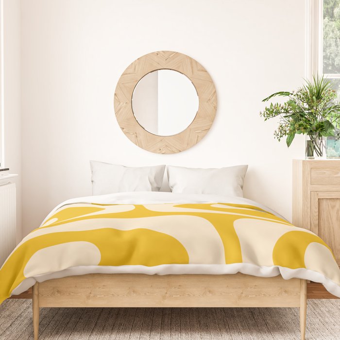 Mid Century Modern Abstract Retro Piquet Minimalist Pattern in Warm Mustard Yellow Duvet Cover Gallery Image 3
