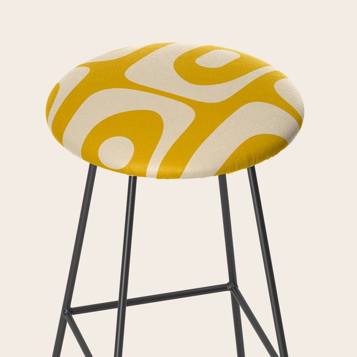Mid Century Modern Abstract Retro Piquet Minimalist Pattern in Warm Mustard Yellow Stool Gallery Image 2
