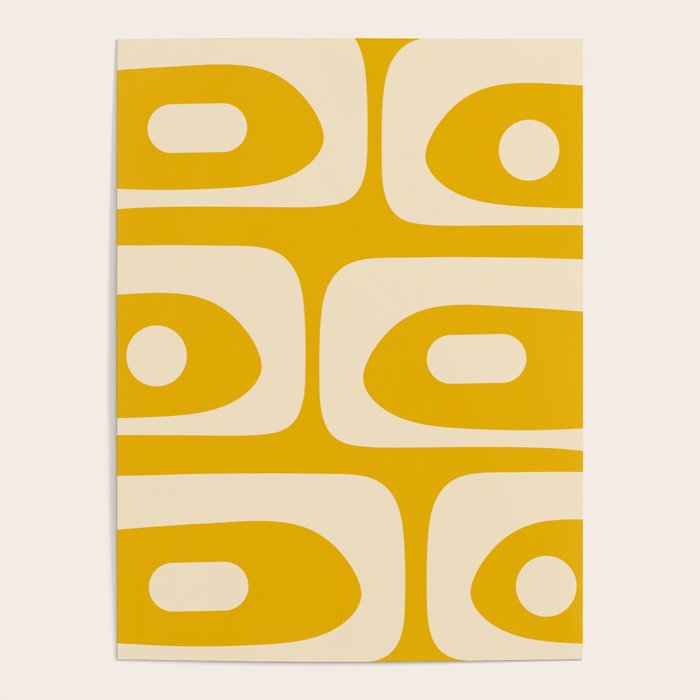 Mid Century Modern Abstract Retro Piquet Minimalist Pattern in Warm Mustard Yellow Poster Gallery Image 1