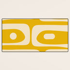 Mid Century Modern Abstract Retro Piquet Minimalist Pattern in Warm Mustard Yellow Desk Mat Gallery Image 3