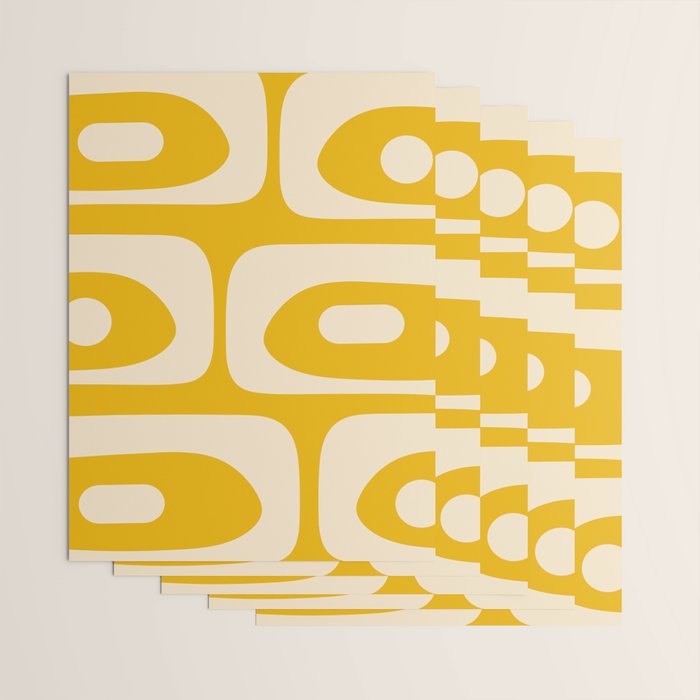 Mid Century Modern Abstract Retro Piquet Minimalist Pattern in Warm Mustard Yellow Wrapping Paper Gallery Image 3