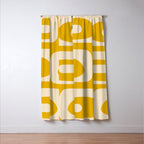 Mid Century Modern Abstract Retro Piquet Minimalist Pattern in Warm Mustard Yellow Window Curtain Gallery Image 3