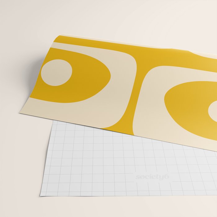Mid Century Modern Abstract Retro Piquet Minimalist Pattern in Warm Mustard Yellow Wrapping Paper Gallery Image 2