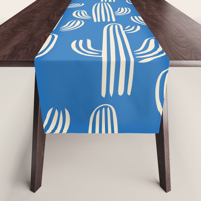 Cactus plant hand drawn pattern Table Runner Gallery Image 1