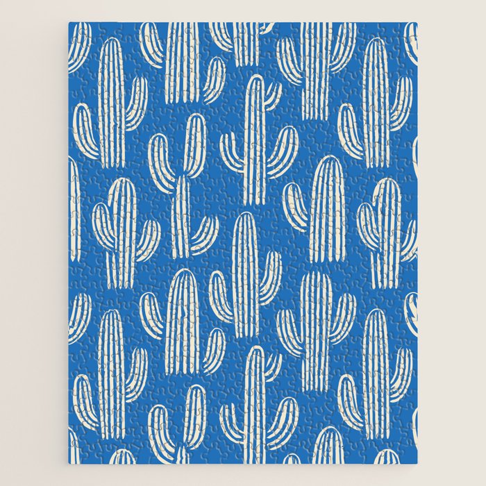Cactus plant hand drawn pattern Jigsaw Puzzle Gallery Image 1