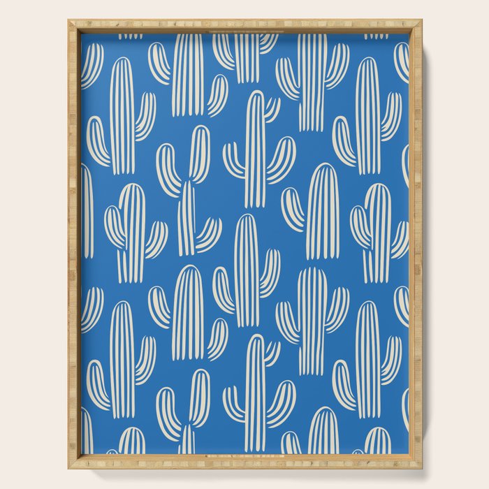 Cactus plant hand drawn pattern Serving Tray Gallery Image 1