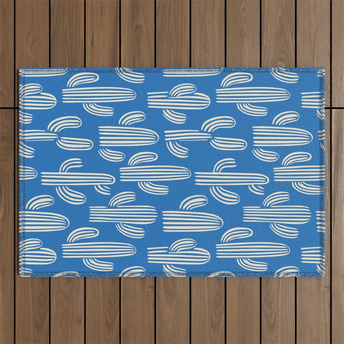 Cactus plant hand drawn pattern Outdoor Rug Gallery Image 1