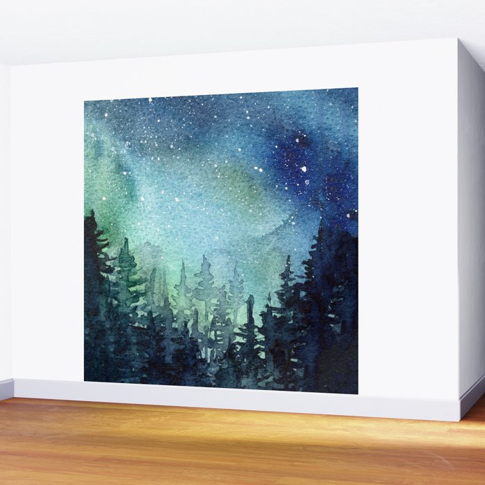 Northern Lights Magic Mountains Wall Mural Gallery Image 2