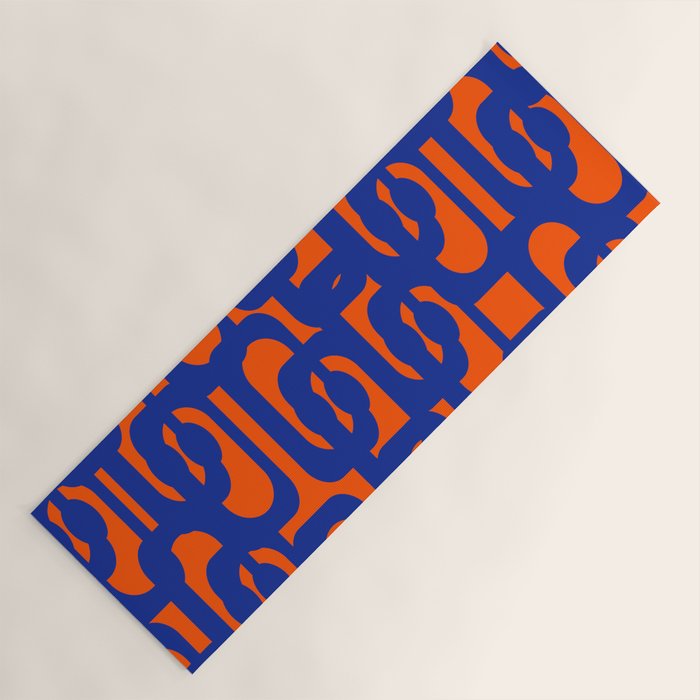 Contemporary Abstract Loop Pattern in Bright Blue and Orange Yoga Mat Gallery Image 1