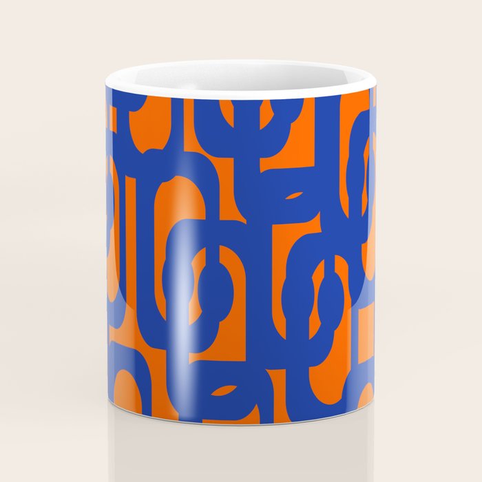 Contemporary Abstract Loop Pattern in Bright Blue and Orange Coffee Mug Gallery Image 4