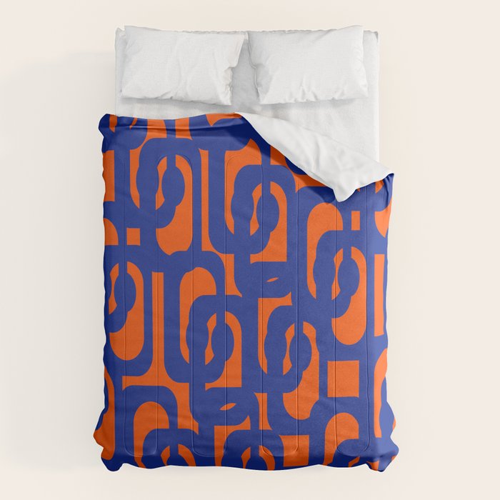 Contemporary Abstract Loop Pattern in Bright Blue and Orange Comforter Gallery Image 6
