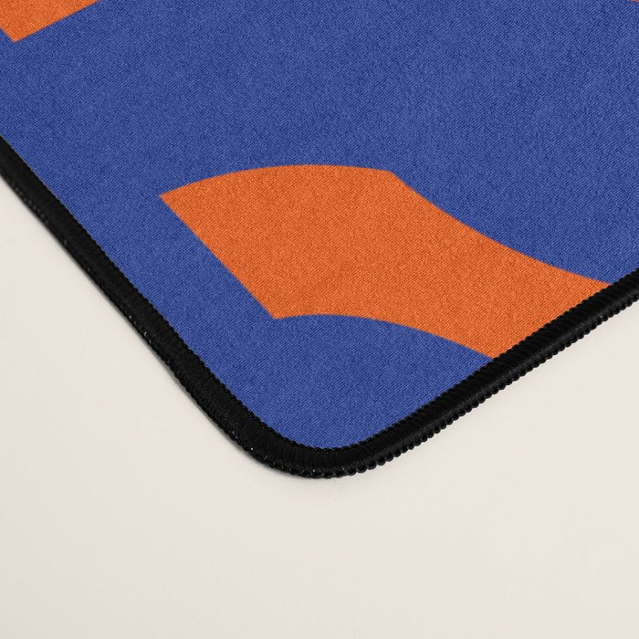 Contemporary Abstract Loop Pattern in Bright Blue and Orange Desk Mat Gallery Image 4