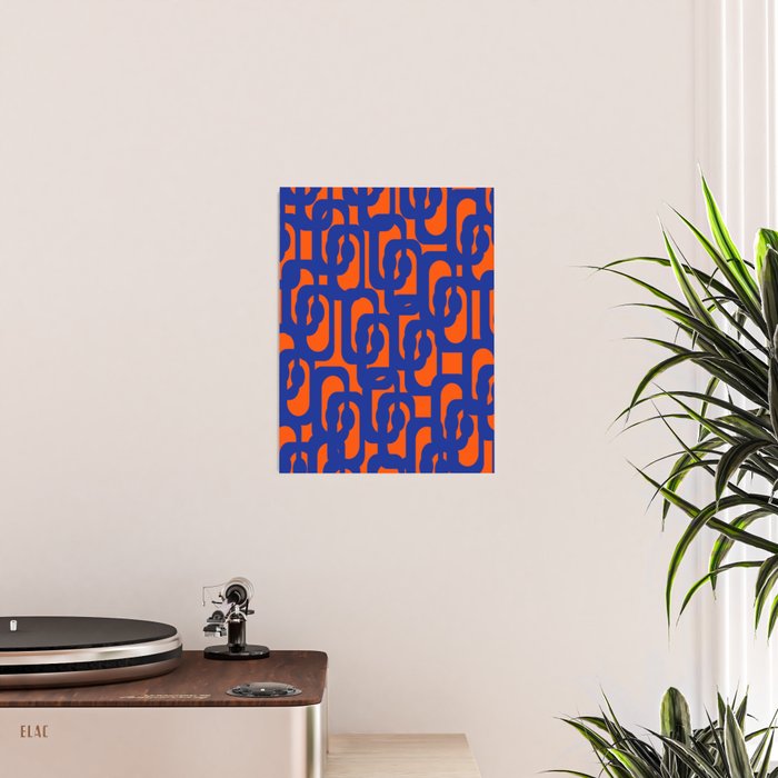 Contemporary Abstract Loop Pattern in Bright Blue and Orange Poster Gallery Image 2