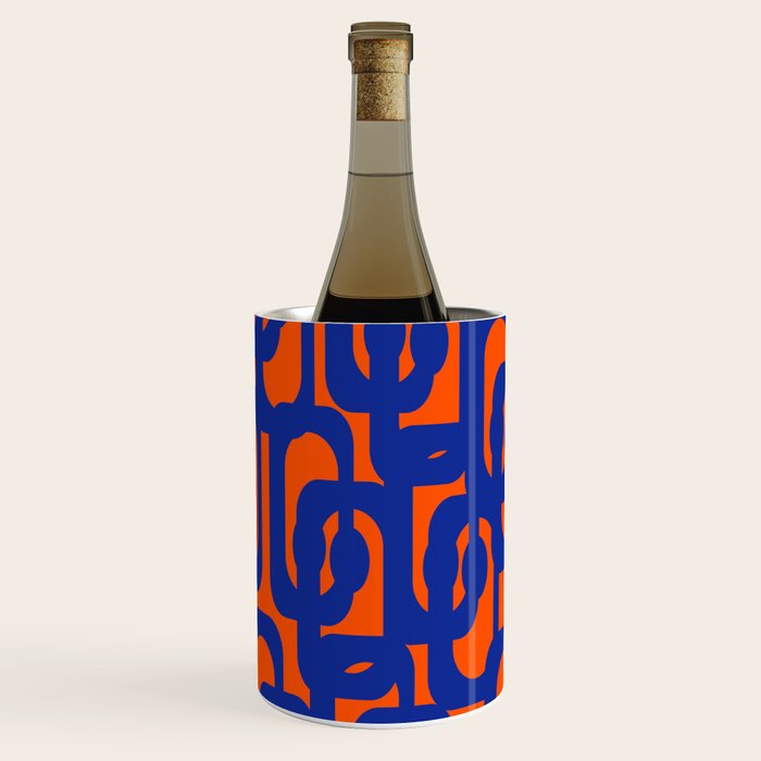 Contemporary Abstract Loop Pattern in Bright Blue and Orange Wine Chiller Gallery Image 1