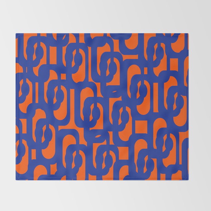 Contemporary Abstract Loop Pattern in Bright Blue and Orange Throw Blanket Gallery Image 2