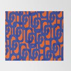 Contemporary Abstract Loop Pattern in Bright Blue and Orange Throw Blanket Gallery Image 2