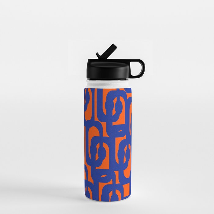 Contemporary Abstract Loop Pattern in Bright Blue and Orange Water Bottle Gallery Image 1