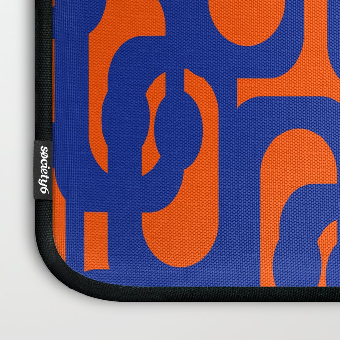 Contemporary Abstract Loop Pattern in Bright Blue and Orange Laptop Sleeve Gallery Image 3