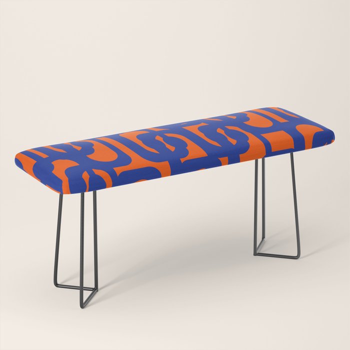 Contemporary Abstract Loop Pattern in Bright Blue and Orange Bench Gallery Image 1