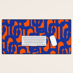 Contemporary Abstract Loop Pattern in Bright Blue and Orange Desk Mat Gallery Image 1