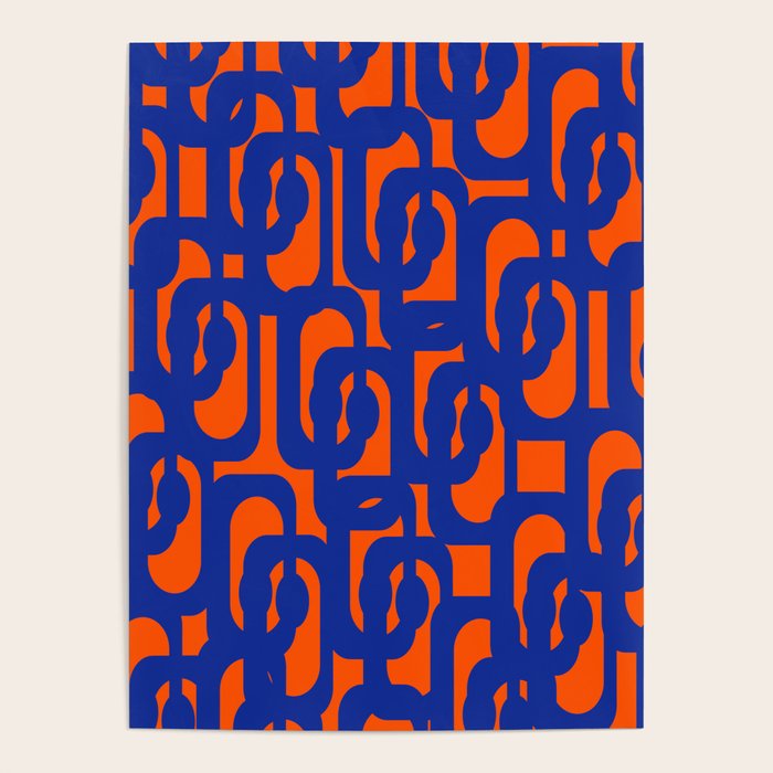 Contemporary Abstract Loop Pattern in Bright Blue and Orange Poster Gallery Image 4