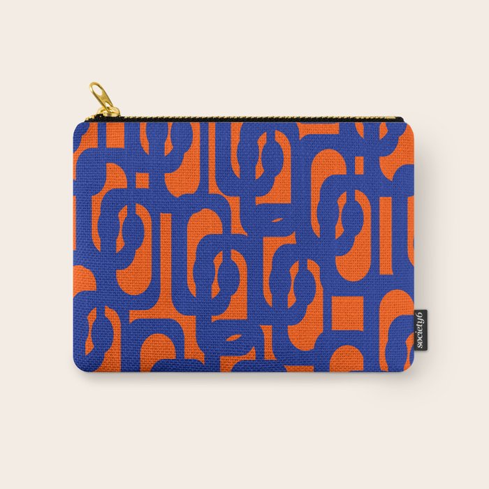 Contemporary Abstract Loop Pattern in Bright Blue and Orange Carry All Pouch Gallery Image 1