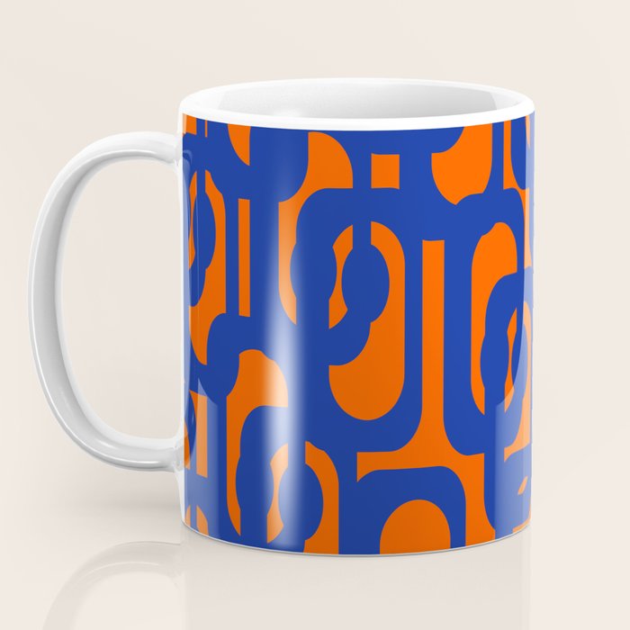 Contemporary Abstract Loop Pattern in Bright Blue and Orange Coffee Mug Gallery Image 3