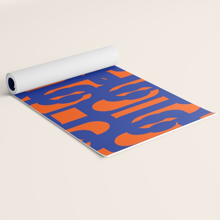 Contemporary Abstract Loop Pattern in Bright Blue and Orange Yoga Mat Gallery Image 2
