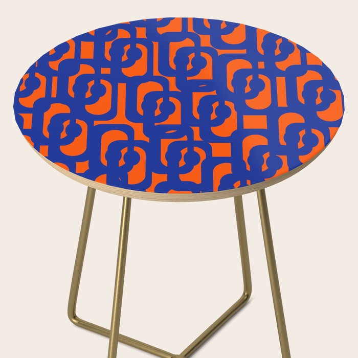 Contemporary Abstract Loop Pattern in Bright Blue and Orange Side Table Gallery Image 2