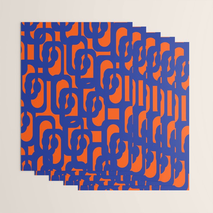 Contemporary Abstract Loop Pattern in Bright Blue and Orange Wrapping Paper Gallery Image 3