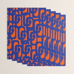 Contemporary Abstract Loop Pattern in Bright Blue and Orange Wrapping Paper Gallery Image 3