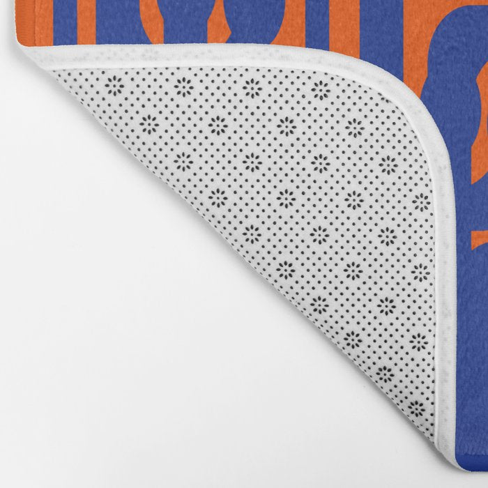 Contemporary Abstract Loop Pattern in Bright Blue and Orange Bath Mat Gallery Image 2