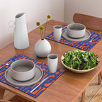 Contemporary Abstract Loop Pattern in Bright Blue and Orange Placemat Gallery Image 2