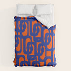 Contemporary Abstract Loop Pattern in Bright Blue and Orange Duvet Cover Gallery Image 6