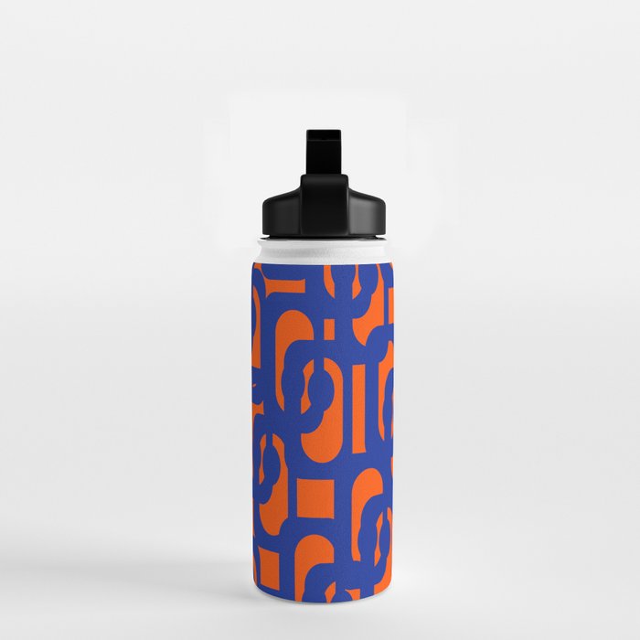 Contemporary Abstract Loop Pattern in Bright Blue and Orange Water Bottle Gallery Image 2