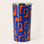 Contemporary Abstract Loop Pattern in Bright Blue and Orange Travel Mug Gallery Image 1
