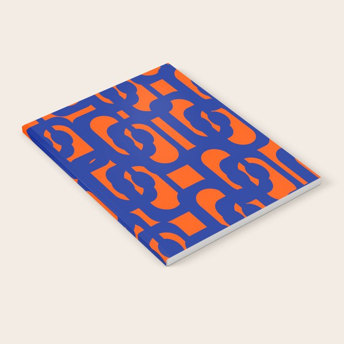 Contemporary Abstract Loop Pattern in Bright Blue and Orange Notebook Gallery Image 1
