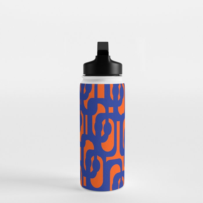 Contemporary Abstract Loop Pattern in Bright Blue and Orange Water Bottle Gallery Image 3