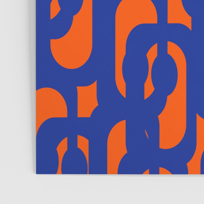 Contemporary Abstract Loop Pattern in Bright Blue and Orange Poster Gallery Image 3