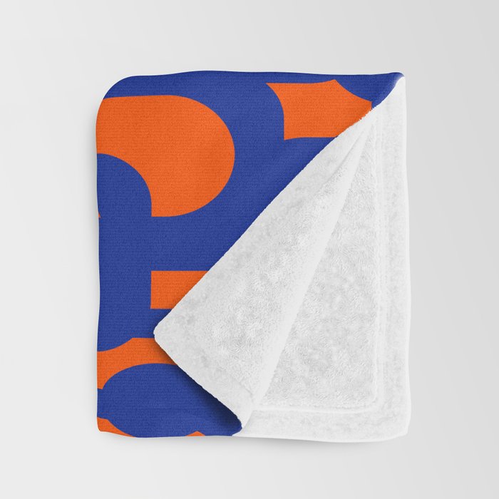 Contemporary Abstract Loop Pattern in Bright Blue and Orange Throw Blanket Gallery Image 3