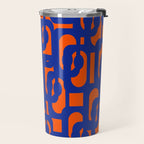Contemporary Abstract Loop Pattern in Bright Blue and Orange Travel Mug Gallery Image 2