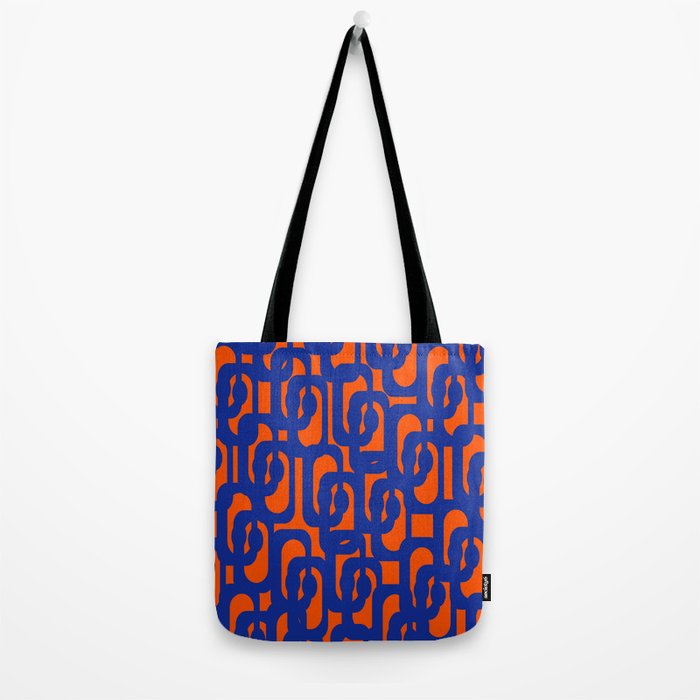 Contemporary Abstract Loop Pattern in Bright Blue and Orange Tote Bag Gallery Image 2
