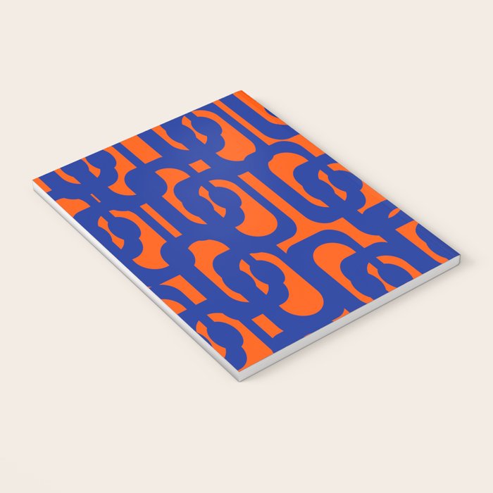 Contemporary Abstract Loop Pattern in Bright Blue and Orange Notebook Gallery Image 3