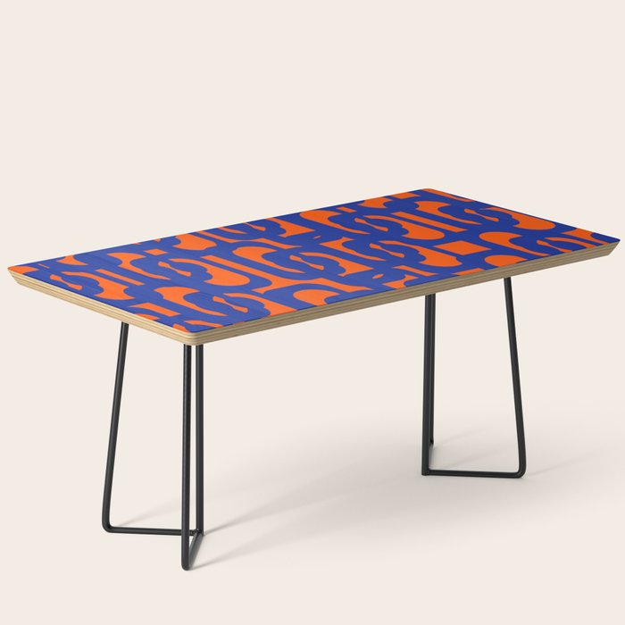 Contemporary Abstract Loop Pattern in Bright Blue and Orange Coffee Table Gallery Image 1