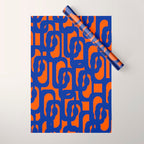 Contemporary Abstract Loop Pattern in Bright Blue and Orange Wrapping Paper Gallery Image 1