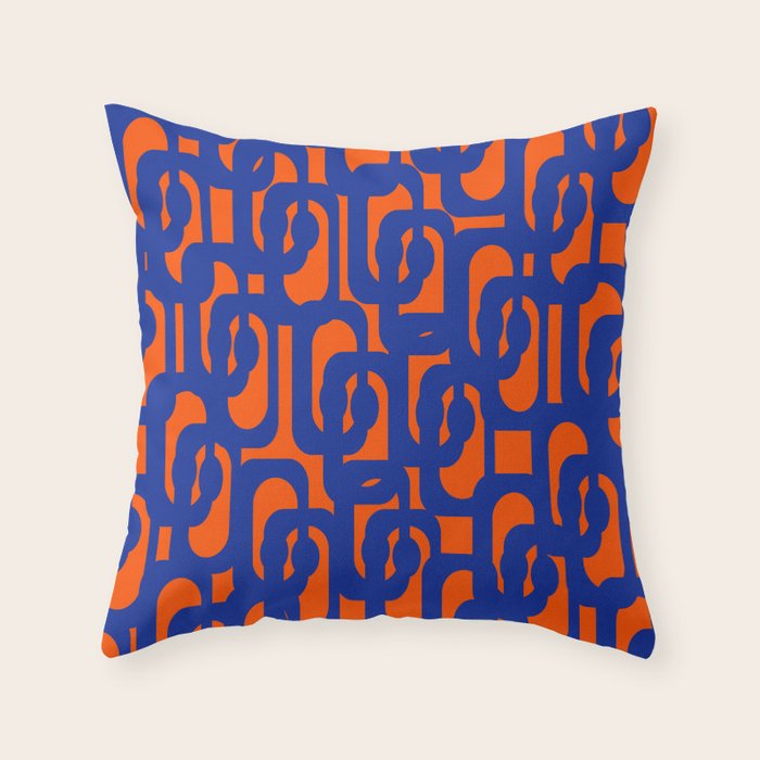Contemporary Abstract Loop Pattern in Bright Blue and Orange Throw Pillow Gallery Image 1