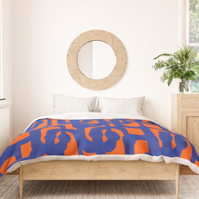 Contemporary Abstract Loop Pattern in Bright Blue and Orange Duvet Cover Gallery Image 3