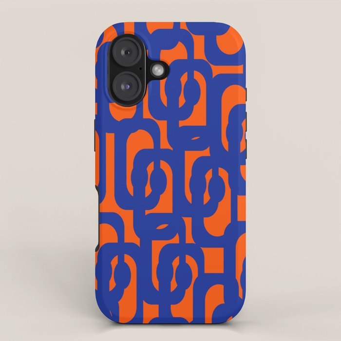 Contemporary Abstract Loop Pattern in Bright Blue and Orange iPhone Case Gallery Image 1